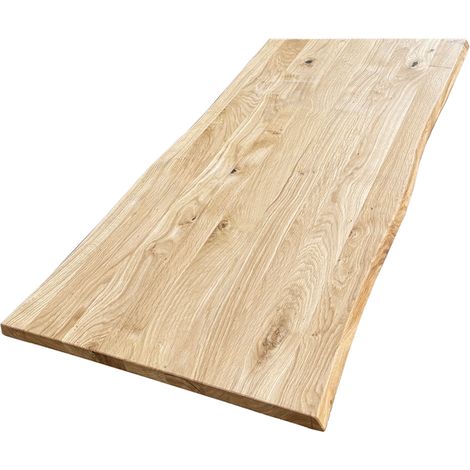 Plateau de table chêne rustique pré-huilé – Bord naturel – 120 x 60 cm – Épaisseur 27 mm – Surface facile à entretenir (1/5)