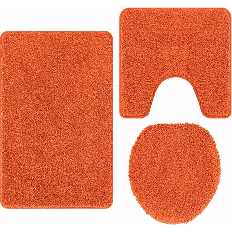 vidaXL Set di tappetini antiscivolo per il bagno 3 pcs Arancione PP (1/5)