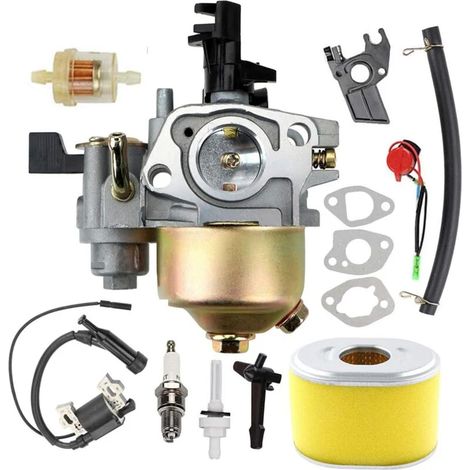1 kit de carburador, filtro de aire, manguera, juntas, bujía para motor Honda GX120 GX160 GX200 de 5HP y 6.5HP (1/5)
