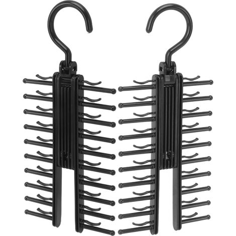 Pièce de cintre pour cravates avec crochet rotatif à 360°, étagère en plastique pour cravates, noir (1/5)