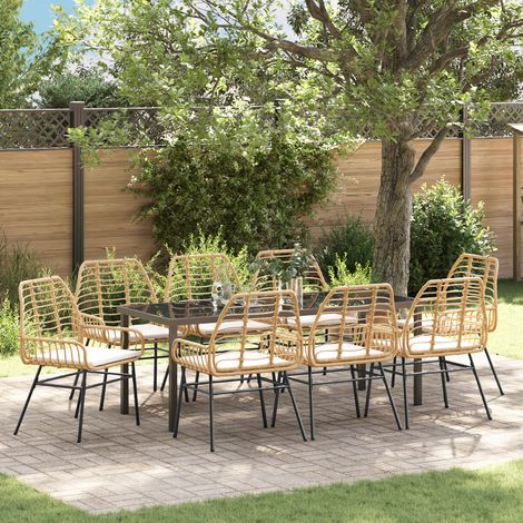 Garten Essgruppe 9 pcs Braun Poly-Rattan vidaXL (1/5)