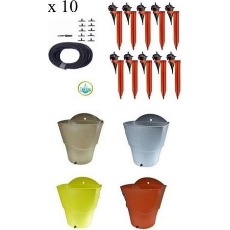 Kit d'irrigation goutte à goutte avec 10 goutteurs – Réservoir d'eau de 12 L – Irrigation par gravité – 11 débits réglables – Iriso (1/4)