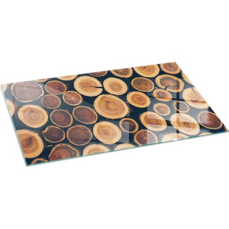 Base décorative Plaque en verre trempé de sol avec impression moderne sous cheminée Boîte en bois découpé 100x50 cm (1/5)