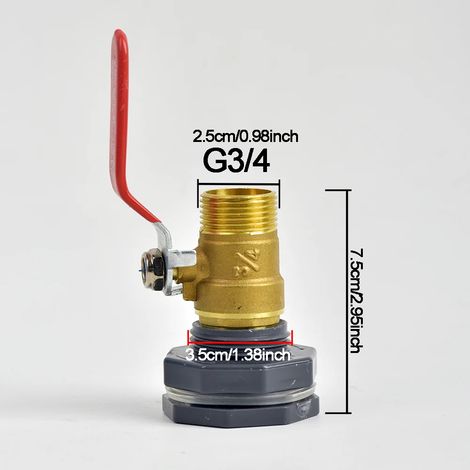 (B) Kit de trop-plein pour récupérateur d'eau de pluie avec vanne à bille mâle filetée en laiton de 1 pouce - Adaptateur de tuyau à connexion rapide pour l'irrigation des aquariums (1/5)