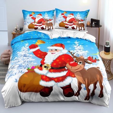 Parure de lit 4 pièces 135 x 200 cm - Rouge et bleu - 3D - Douce - Housse de couette pour adolescents et enfants - Avec fermeture éclair et 2 taies d'oreiller de 80 x 80 cm (1/5)