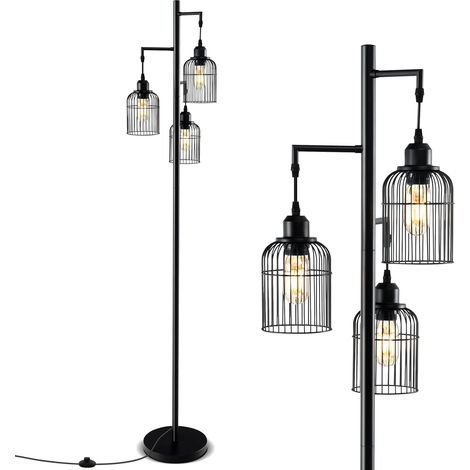Costway – Lampadaire LED noir 169 cm – 3 abat-jours en métal – Interrupteur au pied – Base stable antidérapante – 60W pour éclairage doux (1/5)