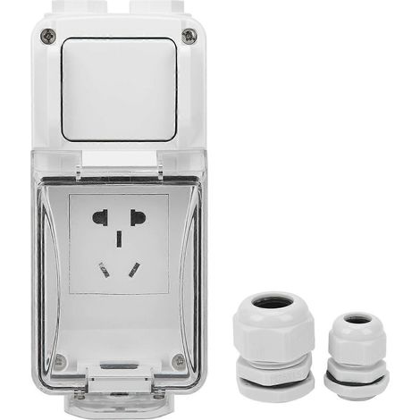 Prise murale extérieure 250 V, 3 trous, boîtier d'interrupteur étanche, ABS, prises électriques sans perçage