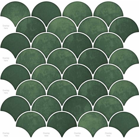 Fish Scale Tile 10 pcs Dark Green 30 x 30 cm vidaXL