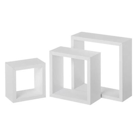 Étagères murales - JUANIO - Lot de 3 cubes - Blanc - MDF 12 mm PVC - 25/20/15 cm
