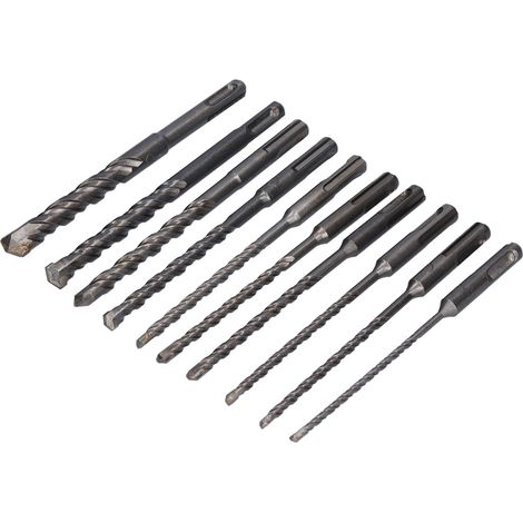Lot de 10 forets maçonnerie pointe carbure YG8C pour perforateur béton 160mm long 4-14mm avec boite (1/5)