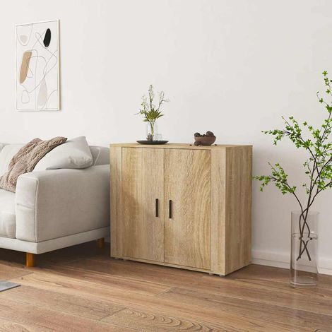 Aparador madera contrachapada color roble Sonoma 80x33x70 cm (1/4)