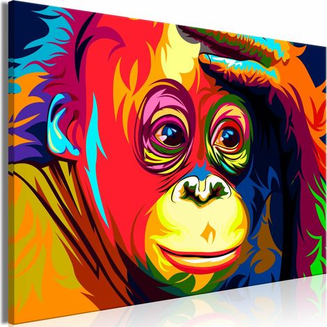 Tableau large orang-outan coloré - 120 x 80 cm (1/4)