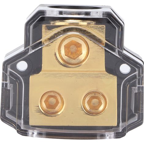 Stromverteilerblock mit 1 x 2x4GA-Eingang, 2 x 2x4GA-Ausgängen, Verstärker-Sicherungshalter, Ausführung aus reinem Kupfer (1/5)