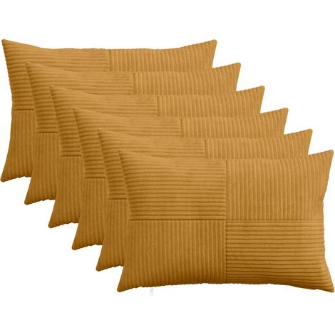 Housse de coussin 6 pcs ALMELO Jaune 50 x 70 cm velours côtelé vidaXL