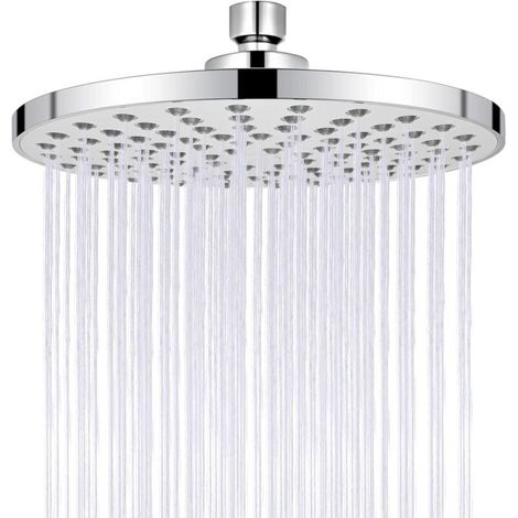 Pommeau de douche haute pression de 8 pouces, aspect chromé moderne de luxe rond, buses en silicone, pommeau de douche réglable rond (1/4)
