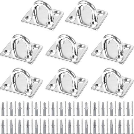 Lot de 8 œillets en acier inoxydable, fixations pour auvent, bâche de bateau, balancelle murale, hamac, etc.