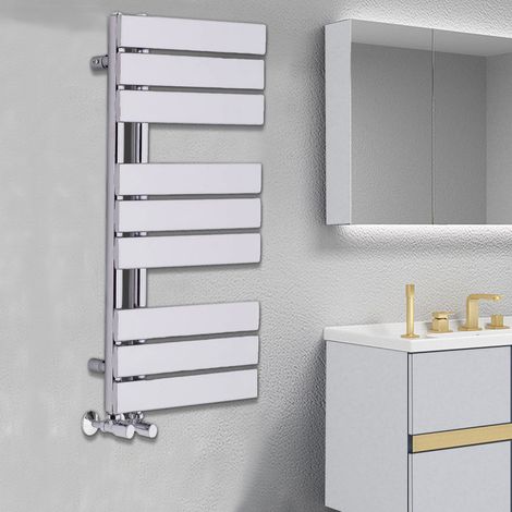 Designer Flat Towel Rail Radiator Bathroom Central Heating Chrome 824 x 500mm (1/5)