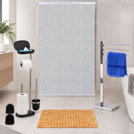 Set moderno per il bagno 4 pezzi tappetino in bambu portarotolo gancio cromato e tenda 226592087 226592087 226592087 (1/5)