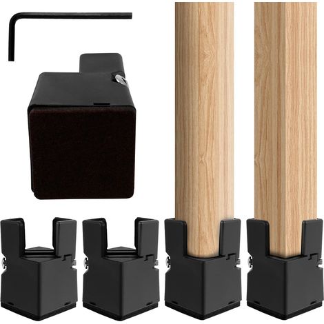 Lot de 4 rehausseurs de meubles, rehausseurs de lit, de table, de chaise, de canapé pour carré/rond - Diamètre : 20-35 mm - Pieds de chaise - Avec pince à vis - Noir - 4 pièces - 5 cm