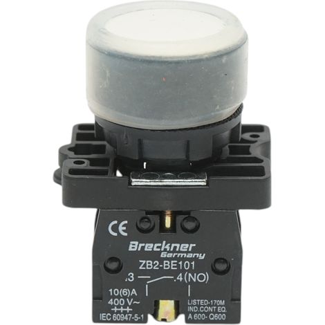 Pulsante di comando bianco con coperchio protettivo 1NO, 400V/10A, LAY5-EP11, IP65 Breckner Germany (1/4)