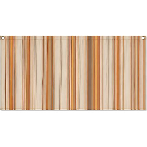 Telo Antisguardo Balcone 75x500 cm Rigato Beige Occhielli Alluminio