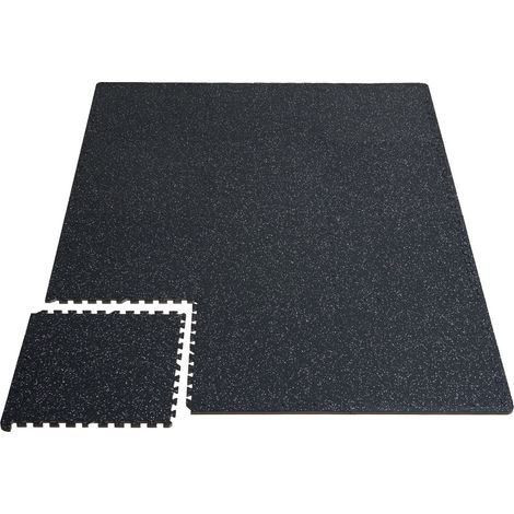 Tapis de sol de gym en caoutchouc et mousse EVA, 6 dalles de 63,5 cm, 0,56 pouce d'épaisseur, couverture de 2,3 m², puzzle emboîtable, noir et blanc. (1/5)