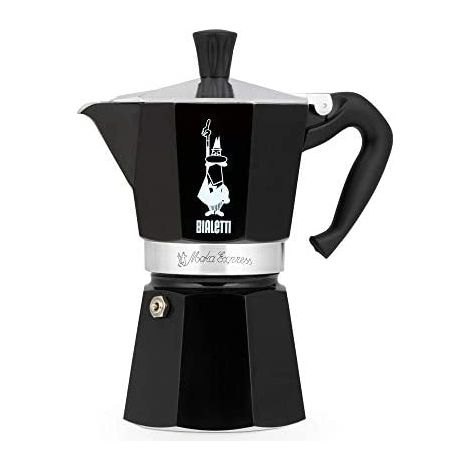 Cafetera Italiana Bialetti Moka Express Negra 6 Tazas Aluminio Vitro