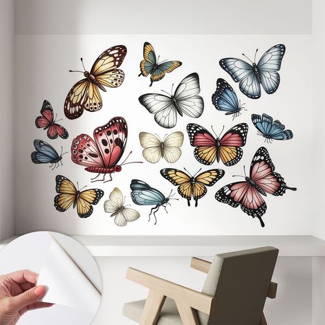 Papier peint adhésif autocollant pour salon chambre à coucher tendance et originale Papillons paradisiaques 104x70 cm (1/5)