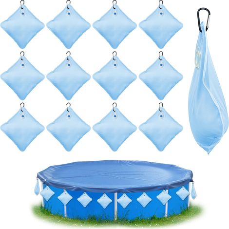 12 Pièces Sacs d'eau Lourds pour Couverture de Piscine,PVC Epais Sac de Suspension de Bâche de Piscine Etanche,Réutiliser Sac de Remplissage,pour Bâche de Piscine Hors Sol Antigel en Hiver (1/5)