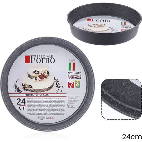 TrAdE Shop Traesio - Stampo Teglia Forma Tonda Torta Alta Antiaderente Antigraffio Da Forno ø20-22-24-28-32cm - -diametro 24cm -