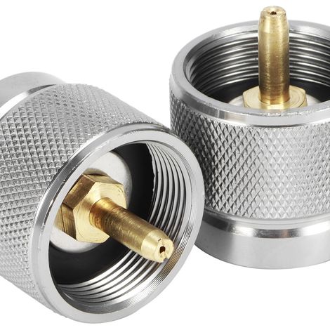 Adaptador de conversión para hornillos de gas de camping con válvula G3/4 DN20 FNPT, paquete doble, aleación de aluminio/cobre/acero inoxidable, compatible con depósitos planos. (1/5)