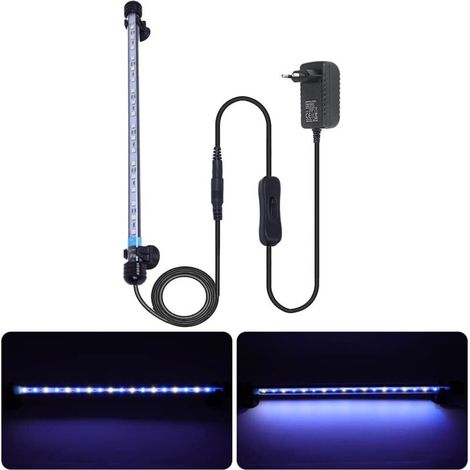 Aquarium LED Lighting, Waterproof LED Light for Dragon Fish Tank, Blue and White, 37cm