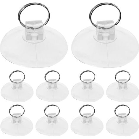 Lot de 10 ventouses transparentes en PVC avec anneau porte (1/5)