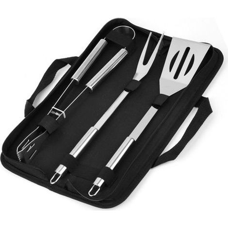 Sac Oxford, poignée ronde, outils de barbecue en acier inoxydable, grill professionnel, ensemble de 3 pièces, ensemble combiné d'outils de barbecue (1/5)
