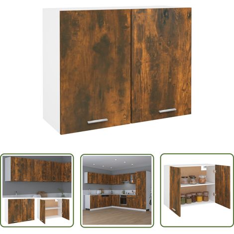 The Living Store Armoire suspendue Chêne fumé 80x31x60 cm Bois d'ingénierie - Armoire Suspendue - Meuble De Cuisine - Rangement Cuisine - Armoire Murale - Bois D'ingénierie (1/5)