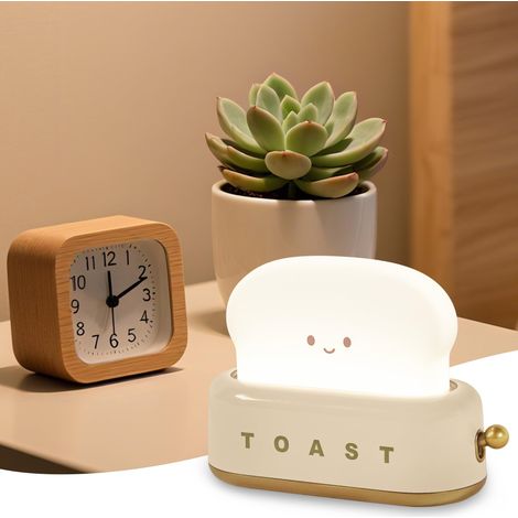 Veilleuse LED Toast Réglable avec Minuterie - Veilleuse Enfant Rechargeable pour Chambre Bébé Garçon Fille - Cadeau Lumineux Jaune (1/5)
