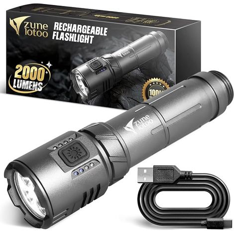 Zune Lotoo Wiederaufladbare LED-Taschenlampe, 2000 Lumen ultrahelle LED-Taschenlampe mit Magneten, Mini-Taschenlampe mit 5 Leuchtmodi, IPX7 wasserdicht für Camping, Wandern und Notfälle (1/5)