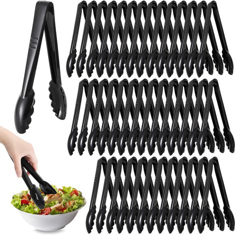 Confezione da 40 pinze di plastica, pinze da buffet monouso da 23 cm, robuste pinze da portata a ventaglio, accessori per barbecue in grandi quantità per feste (1/5)