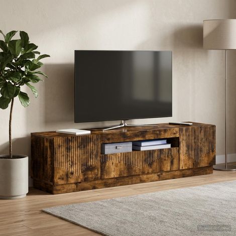 vidaXL Mueble de TV LED Roble Ahumado Madera de ingeniería (1/5)