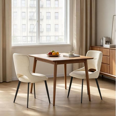 MEUBLIV Chaise de salle à manger 43x40x86 cm beige – dossier ajouré, lot de 2 (1/5)