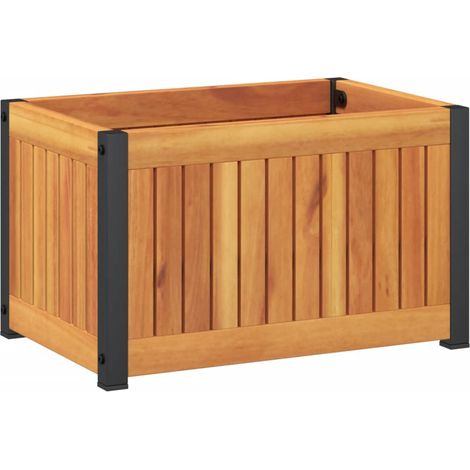 Fioriera rialzata per aiuola giardino terrazza 45 x 30 x 275 cm legno massello di acacia e acciaio marrone 020037604