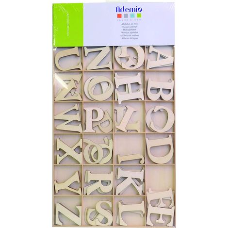 Artemio, Set di lettere dell'alfabeto, in legno, 6 cm, 130 pz, Beige (1/4)
