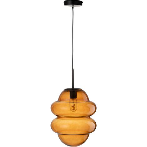 Lampe Suspension en Verre "Cuillere Miel" 160cm Marron (1/3)