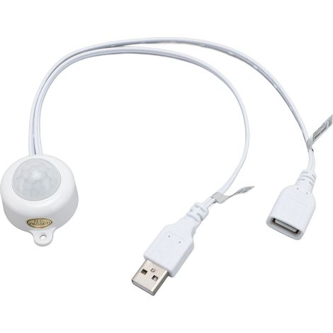 Capteur infrarouge PIR à détection de mouvement, interface USB, Plug and Play, contrôleur de lumière (5 V à 24 V CC, blanc). (1/5)