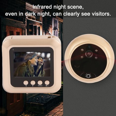 Sonnette de porte électrique intelligente 2,4 pouces 1080P avec caméra de sécurité numérique TFT et judas
