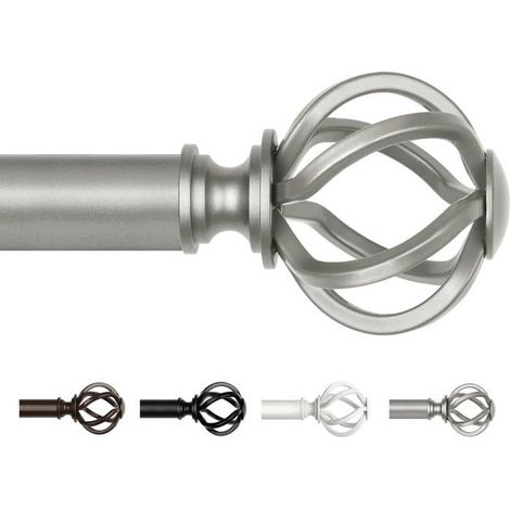 Tringle à rideaux argentée 1 pièce Métal extensible Réglable de 80 à 218 cm Pour salon et chambre (1/5)
