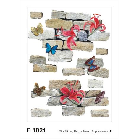 Sticker mural - Fleurs et Briques - 65 x 85 cm (1/4)