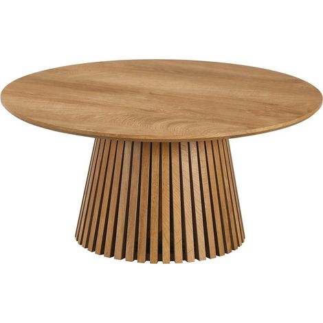 Deco In Paris – Table basse ronde en bois clair – Plateau lisse facile à entretenir – Pied en MDF finition hêtre – Style moderne et scandinave (1/2)