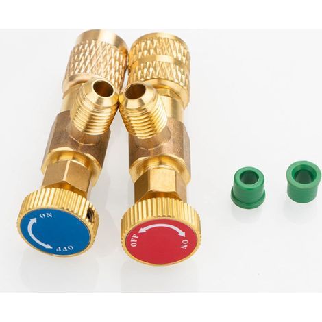 Válvula de control de refrigerante de 2 piezas, válvula de seguridad R410A/R22, válvula de seguridad de refrigerante, para adaptadores de conexión R22/R410, válvula de flujo de aire acondicionado (1/5)