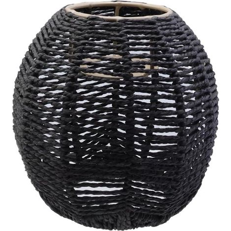 Abat-jour lanterne tressée – Rotin – Noir – 15x14 cm – Décoration intérieure – Design bohème (1/5)